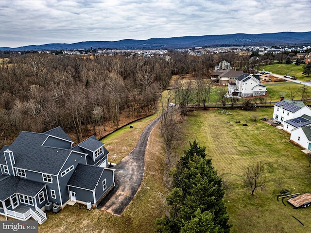 aerial view featuring a mountain view