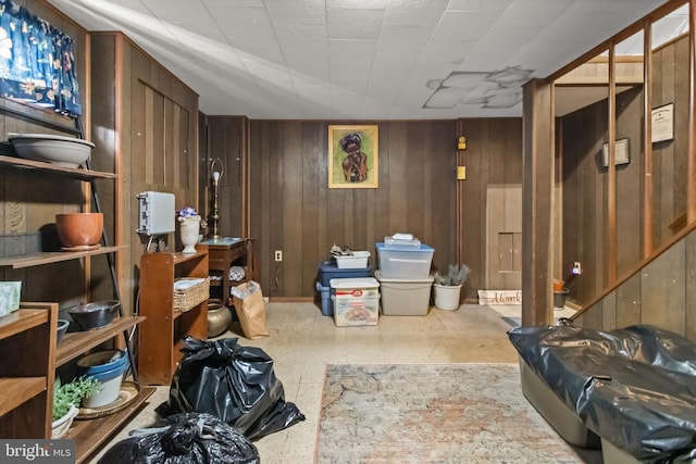 interior space with wood walls