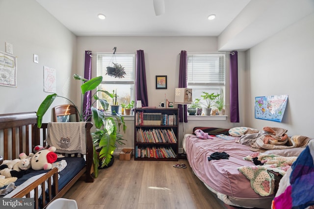 bedroom featuring light hardwood / wood-style flooring