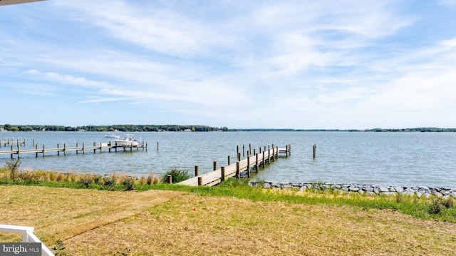 view of dock featuring a water view