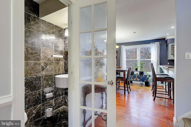 bathroom featuring hardwood / wood-style flooring