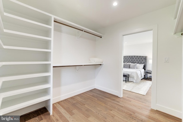 walk in closet featuring wood finished floors