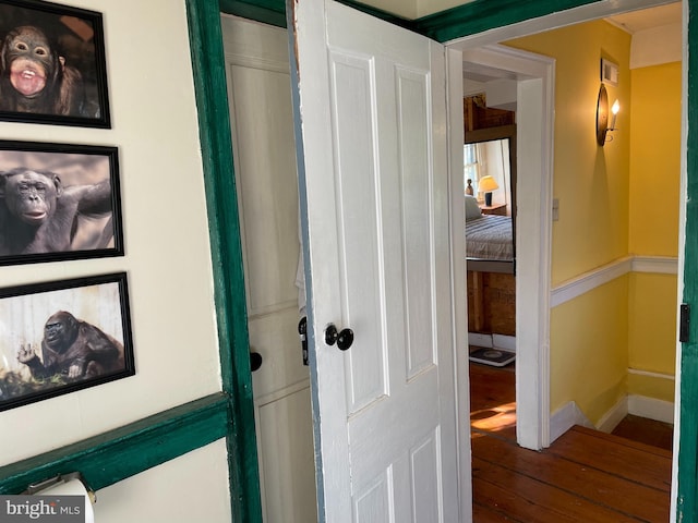 hall featuring dark hardwood / wood-style floors