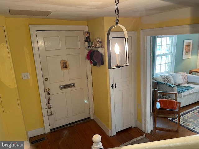 entrance foyer with dark wood-type flooring