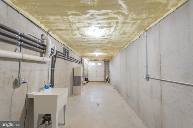 basement featuring sink