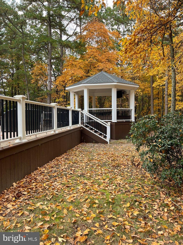 exterior space featuring a gazebo