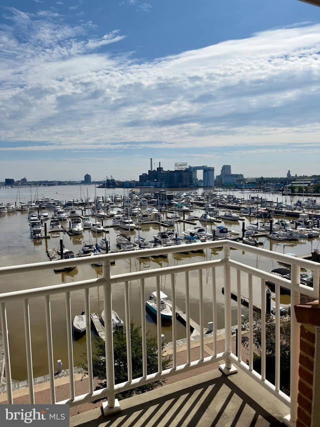 balcony with a water view