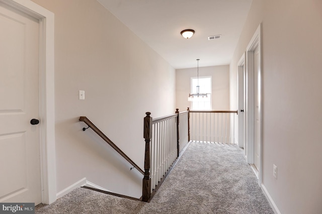 40 N Berlin Pike, Lovettsville, VA 20180 - corridor with an upstairs landing, carpet, a chandelier, and baseboards