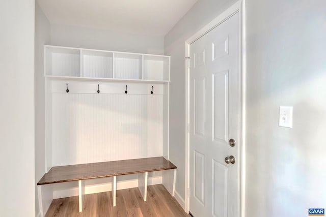 mudroom with light wood-type flooring