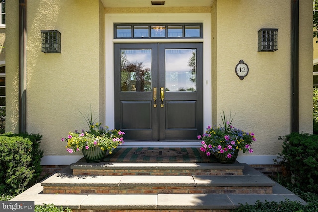 view of exterior entry with french doors