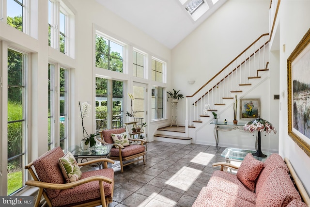 sunroom / solarium with a skylight