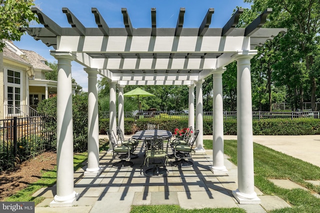 view of patio with a pergola