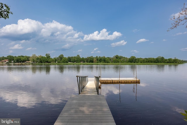 view of dock featuring a water view