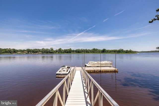 dock area featuring a water view