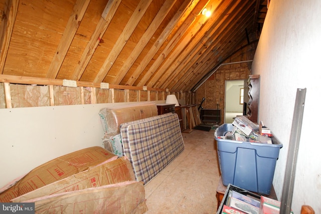 view of unfinished attic