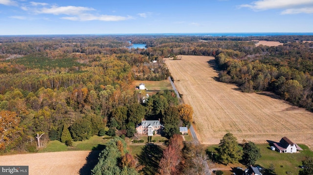 birds eye view of property featuring a rural view