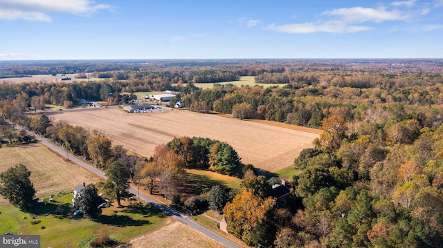 aerial view featuring a rural view