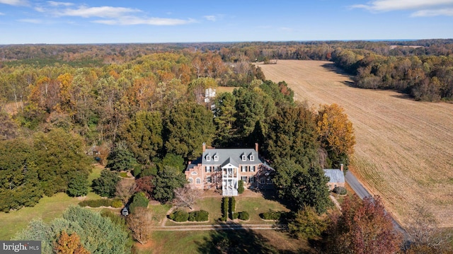 drone / aerial view featuring a rural view