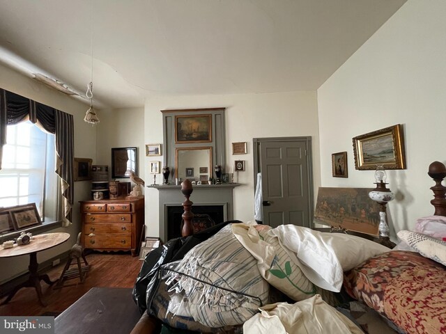 bedroom featuring dark hardwood / wood-style flooring