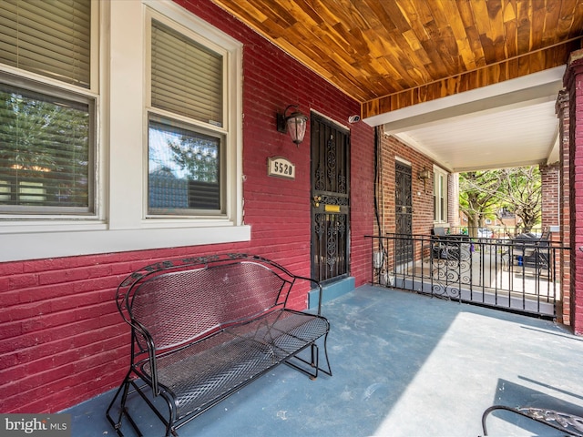 view of terrace featuring a porch