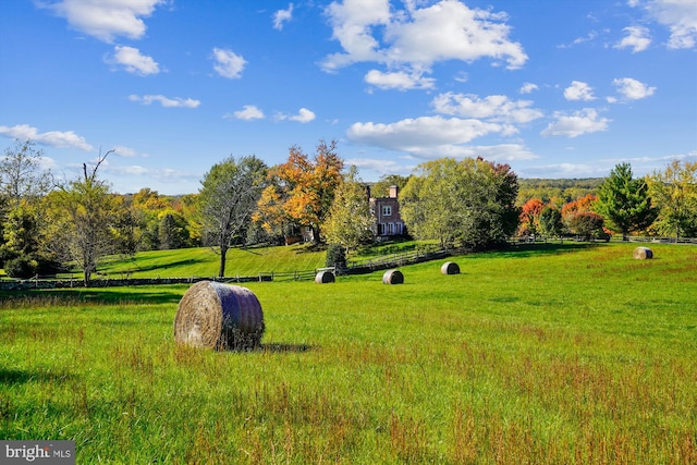 surrounding community featuring a rural view and a lawn