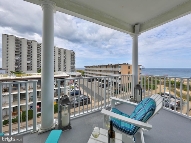 balcony with a water view