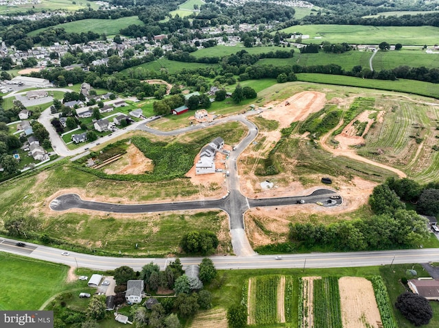 bird's eye view with a rural view