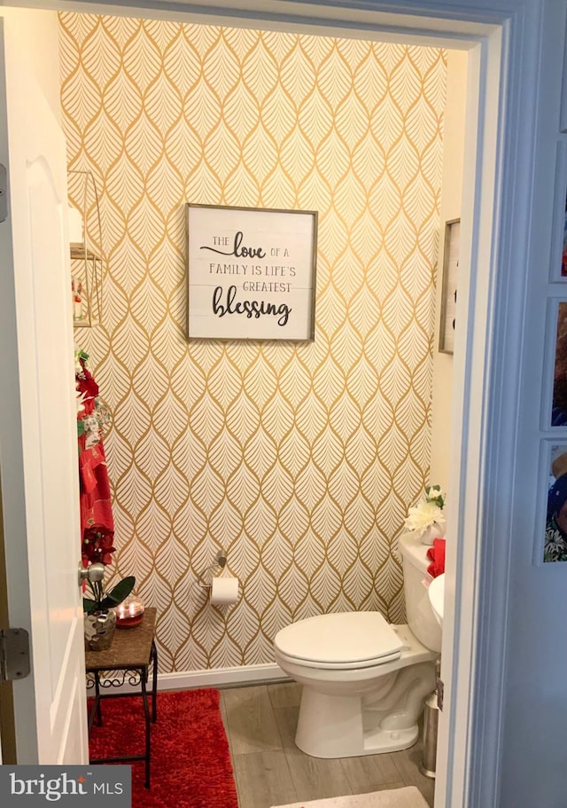 bathroom featuring toilet and hardwood / wood-style flooring