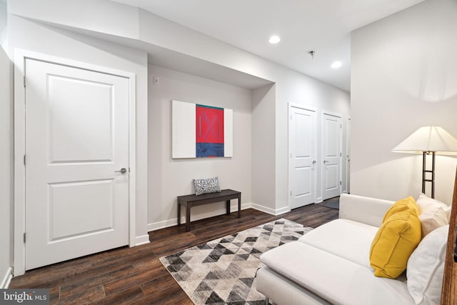 living room featuring dark hardwood / wood-style flooring