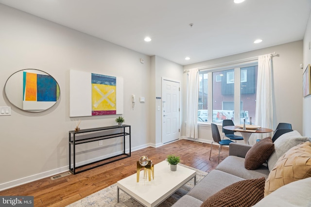 living room with wood-type flooring