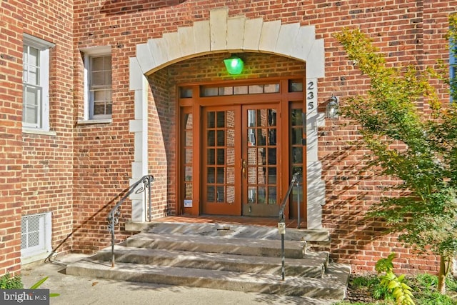 property entrance with french doors