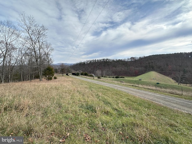 view of road with a rural view