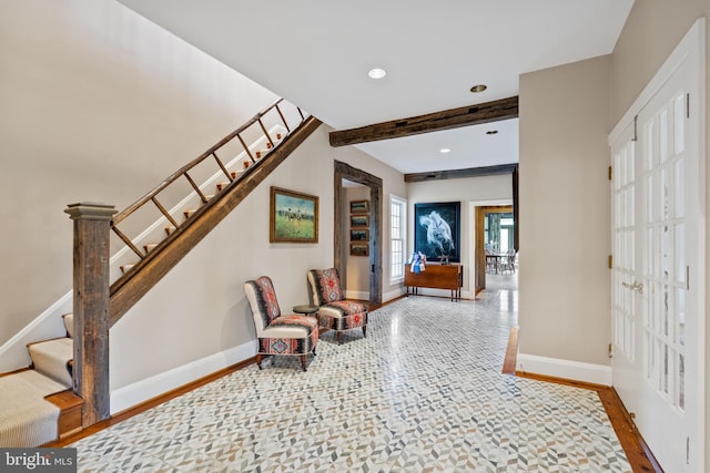 entrance foyer featuring french doors