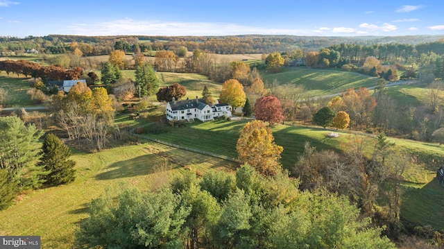 bird's eye view with a rural view