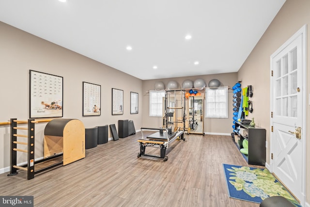 living area with light wood-type flooring