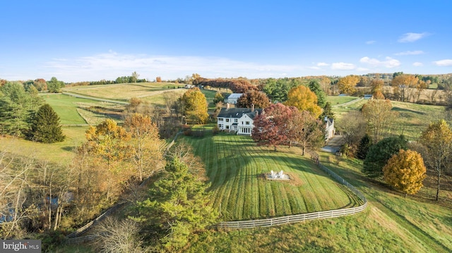 drone / aerial view with a rural view