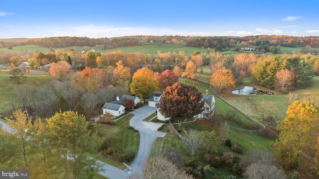 drone / aerial view with a rural view