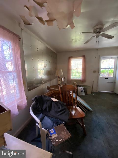 misc room with ceiling fan