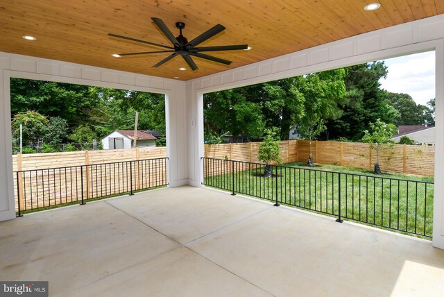 view of patio / terrace featuring ceiling fan