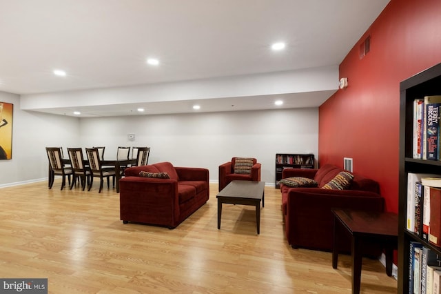 living room featuring light hardwood / wood-style flooring