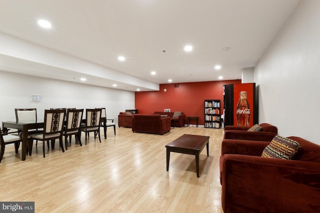 living room with light hardwood / wood-style floors