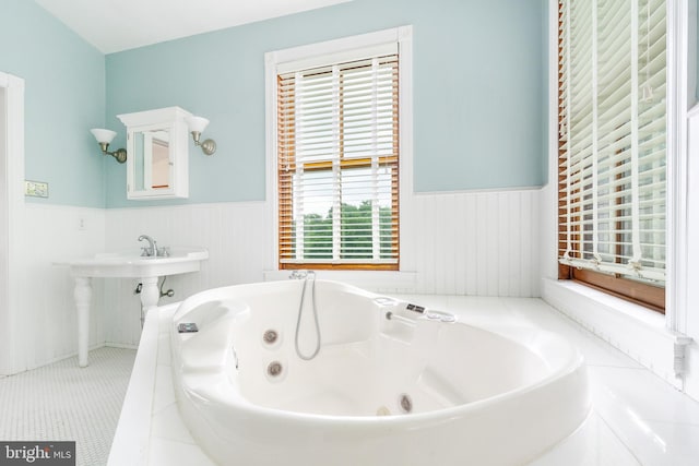 bathroom featuring tile floors