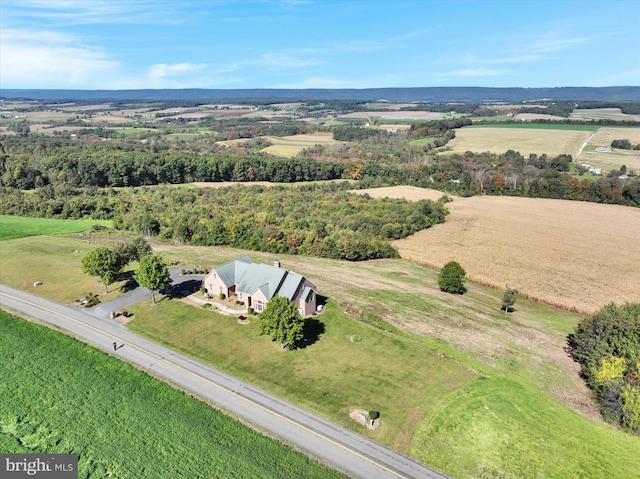 aerial view featuring a rural view