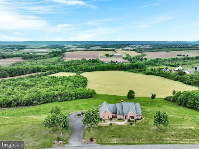 drone / aerial view with a rural view