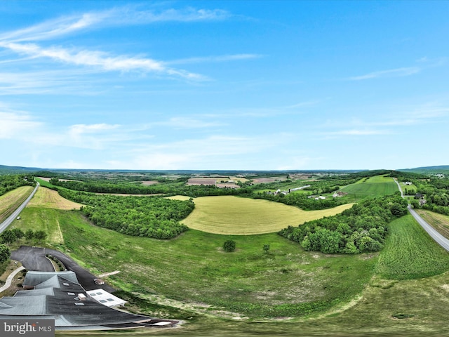 birds eye view of property with a rural view