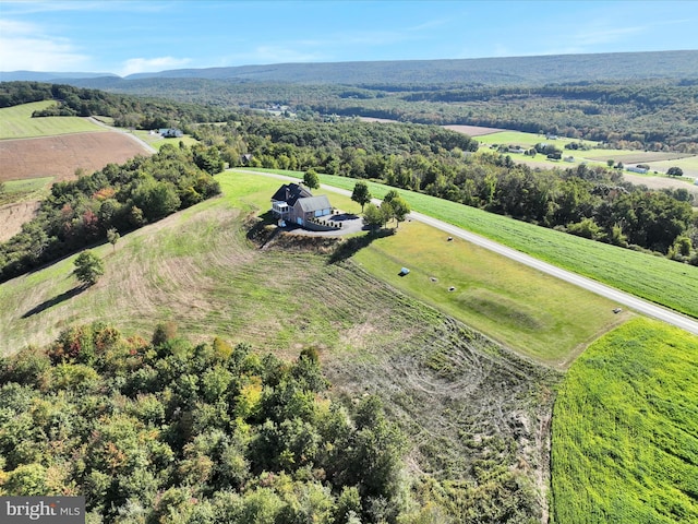 birds eye view of property featuring a rural view