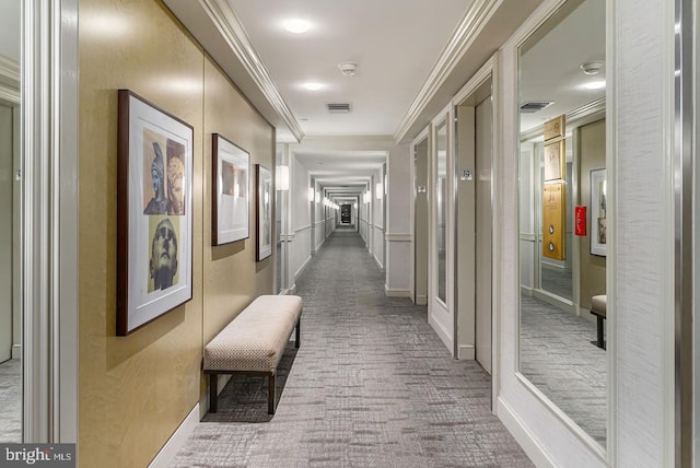 202 W Rittenhouse Sq Unit 1105, Philadelphia, PA 19103 - hallway featuring carpet, baseboards, and crown molding
