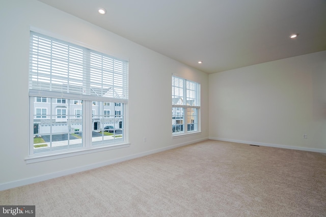 unfurnished room with light carpet and a wealth of natural light