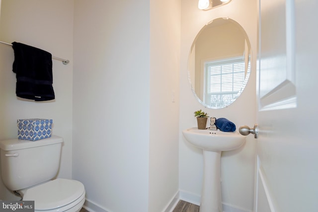 bathroom featuring toilet and hardwood / wood-style flooring