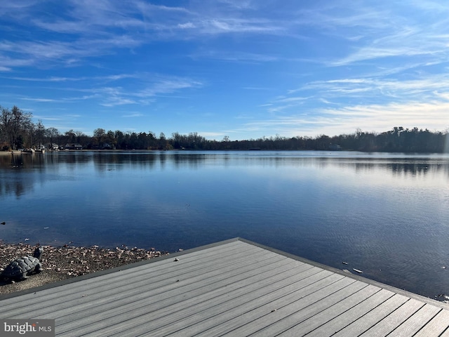 view of dock featuring a water view